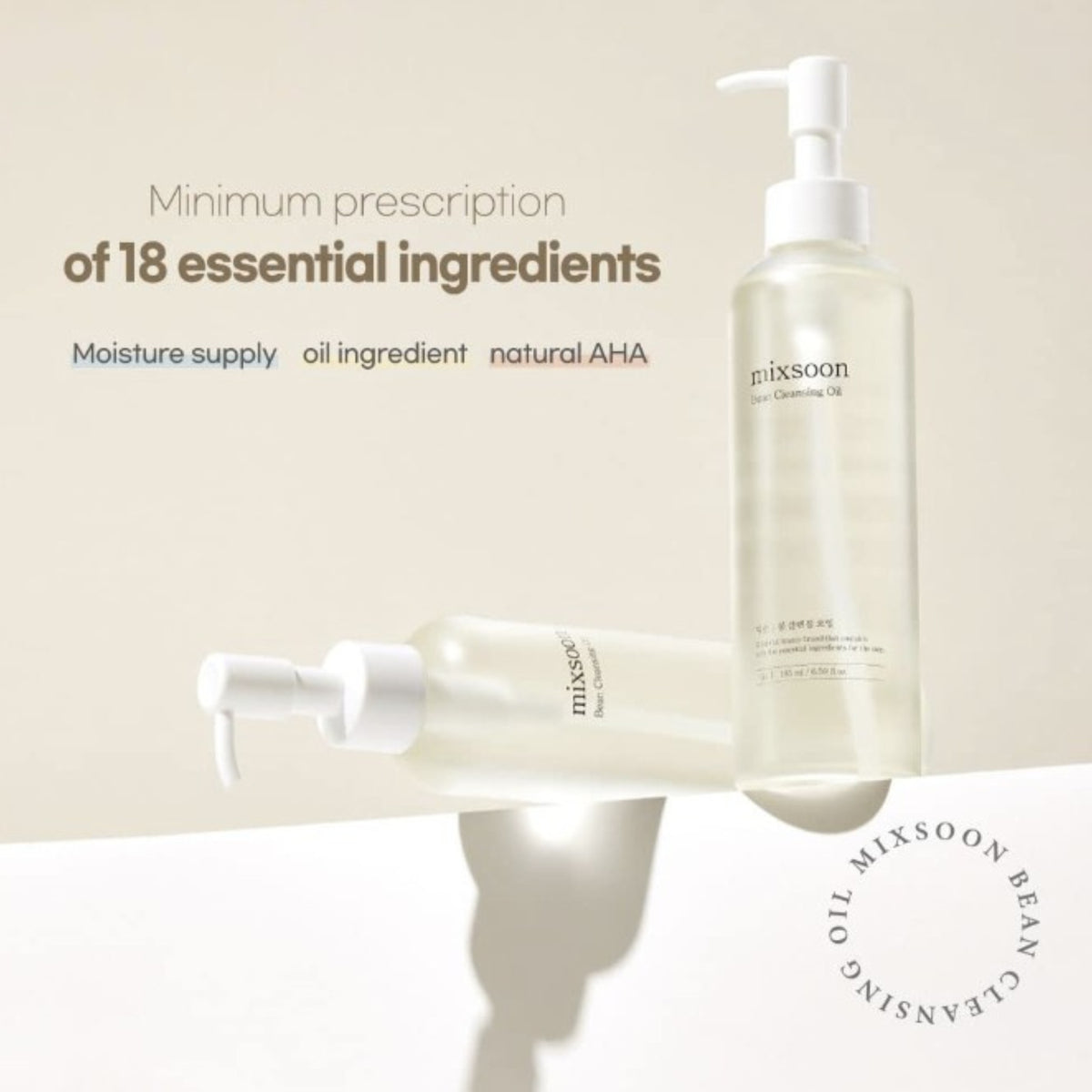 mixsoon bönrengöringsolja med pump, 195 ml, genomskinlig flaska