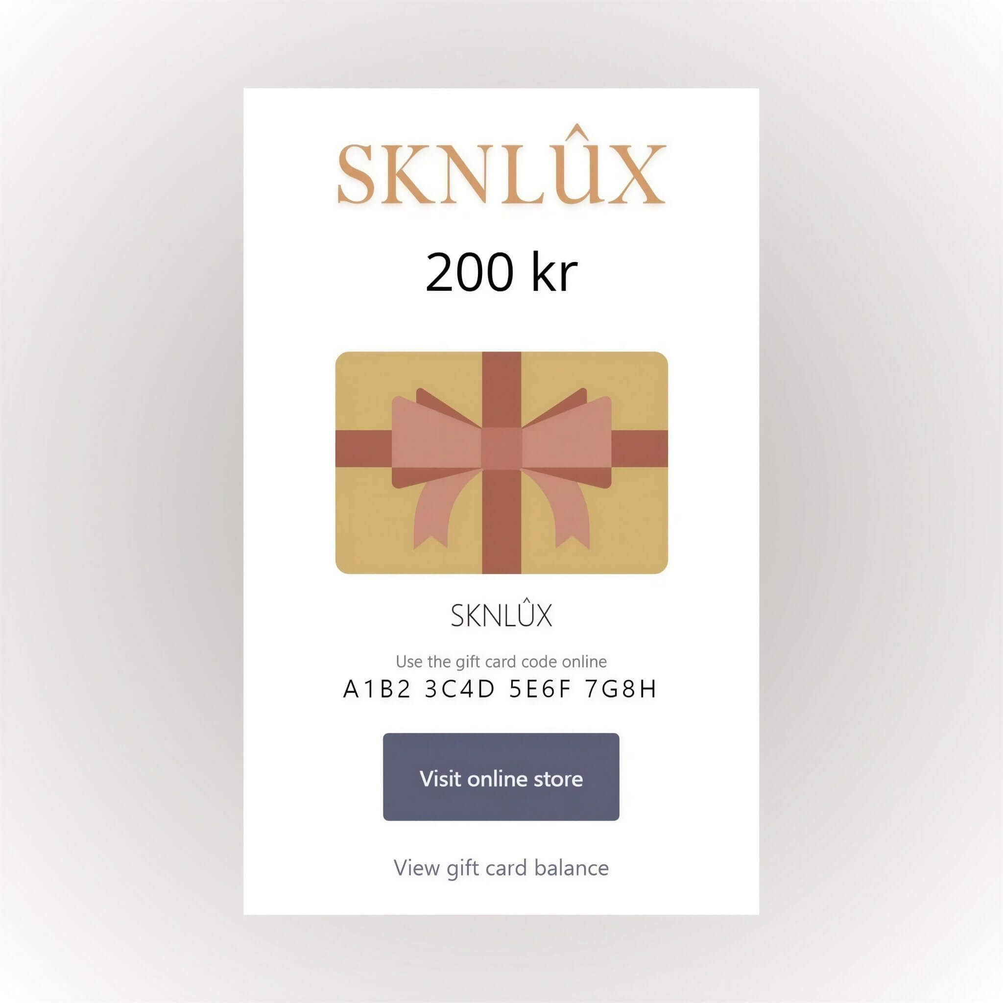 SKNLÛX Digitala Presentkort 200kr med presentask och kod för onlin Shopping