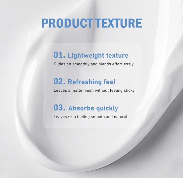 Bild på Beauty Of Joseon Relief Sun Aqua-Fresh textur med tre punkter: lätt vikt, uppfriskande känsla och snabb absorption.