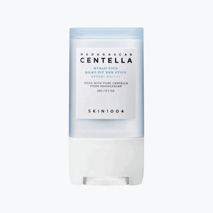 Solsticka SKIN1004 med Centella, Hyalu-Cica och SPF50; förpackning i vit tub