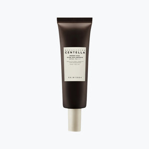Solampull i brun tub med beige botten och mörk skruvkork, SKIN1004 Centella