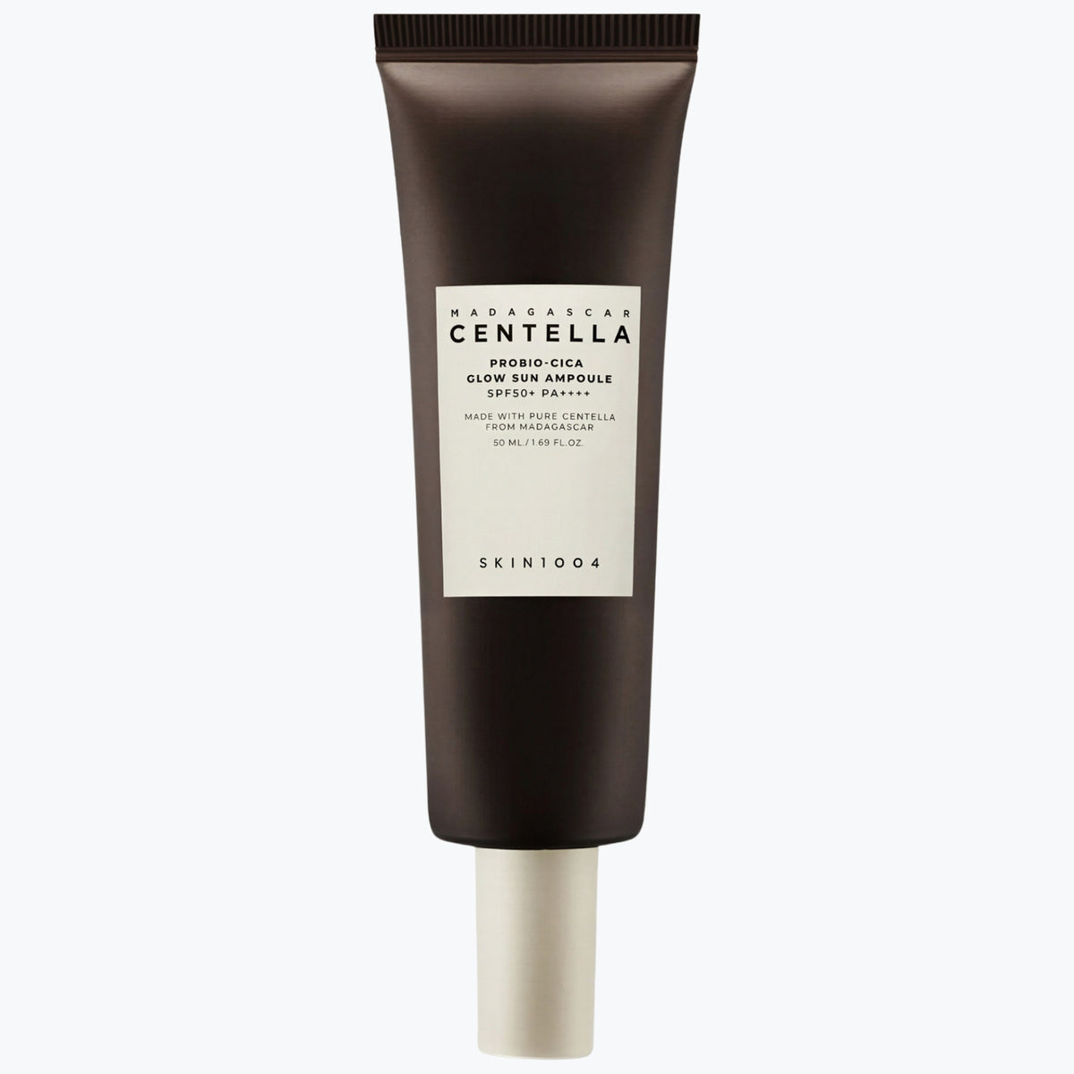 Solampull i mörkbrun tub med vit förslutningslock, SKIN1004, 50 ml