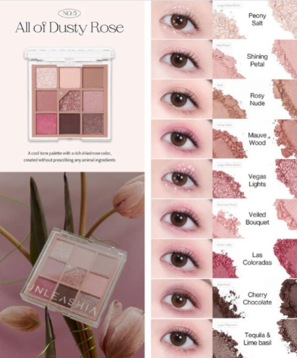 Unleashia Glitterpedia Eye Palette No.5 Dusty Rose 6.6 g - | SKNLÛX