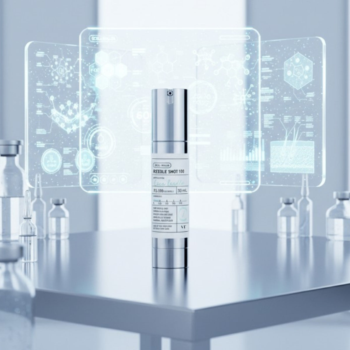VT Cosmetics Cica x Hyalon Reedle Shot 100-serumflaska, silver, 50 ml.
