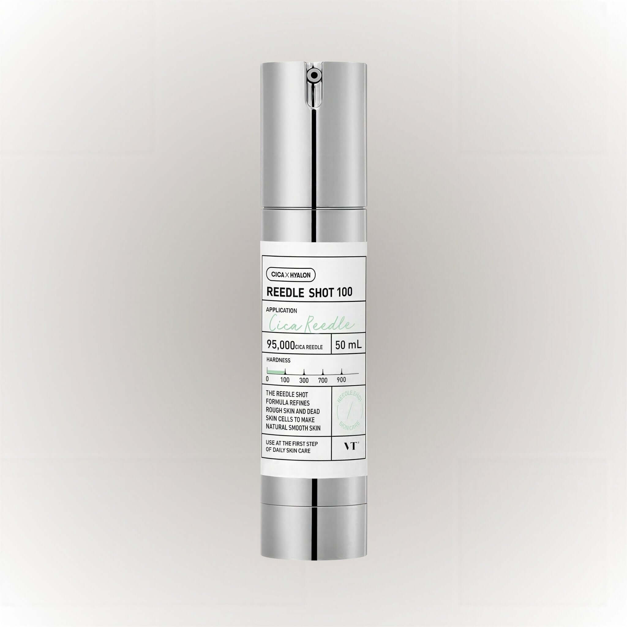VT Cosmetics Cica x Hyalon Reedle Shot 100 flaska 50ml med silverdetaljer för hudvård