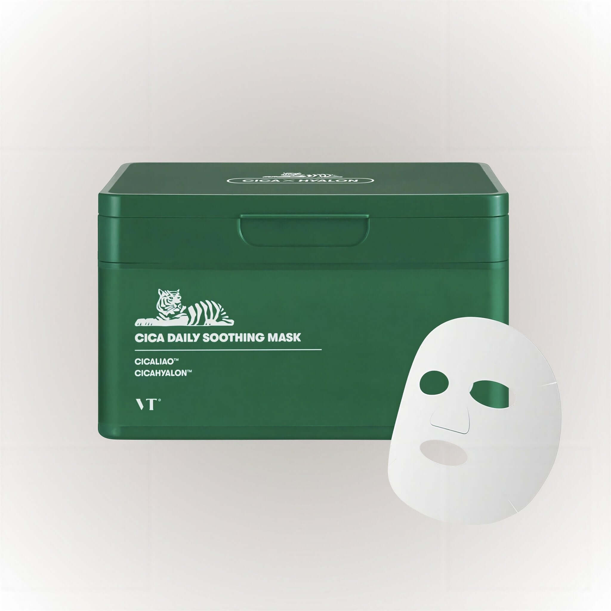 VT Cosmetics Cica Daily Soothing Mask förpackning med en mask i framkant