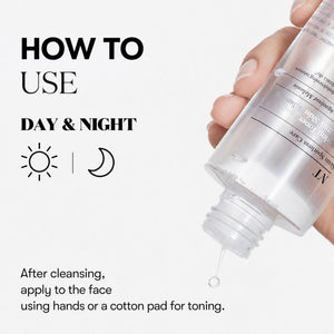 Ansiktstoner: hand som håller flaska och häller en droppe, VT Cosmetics TX-Toning