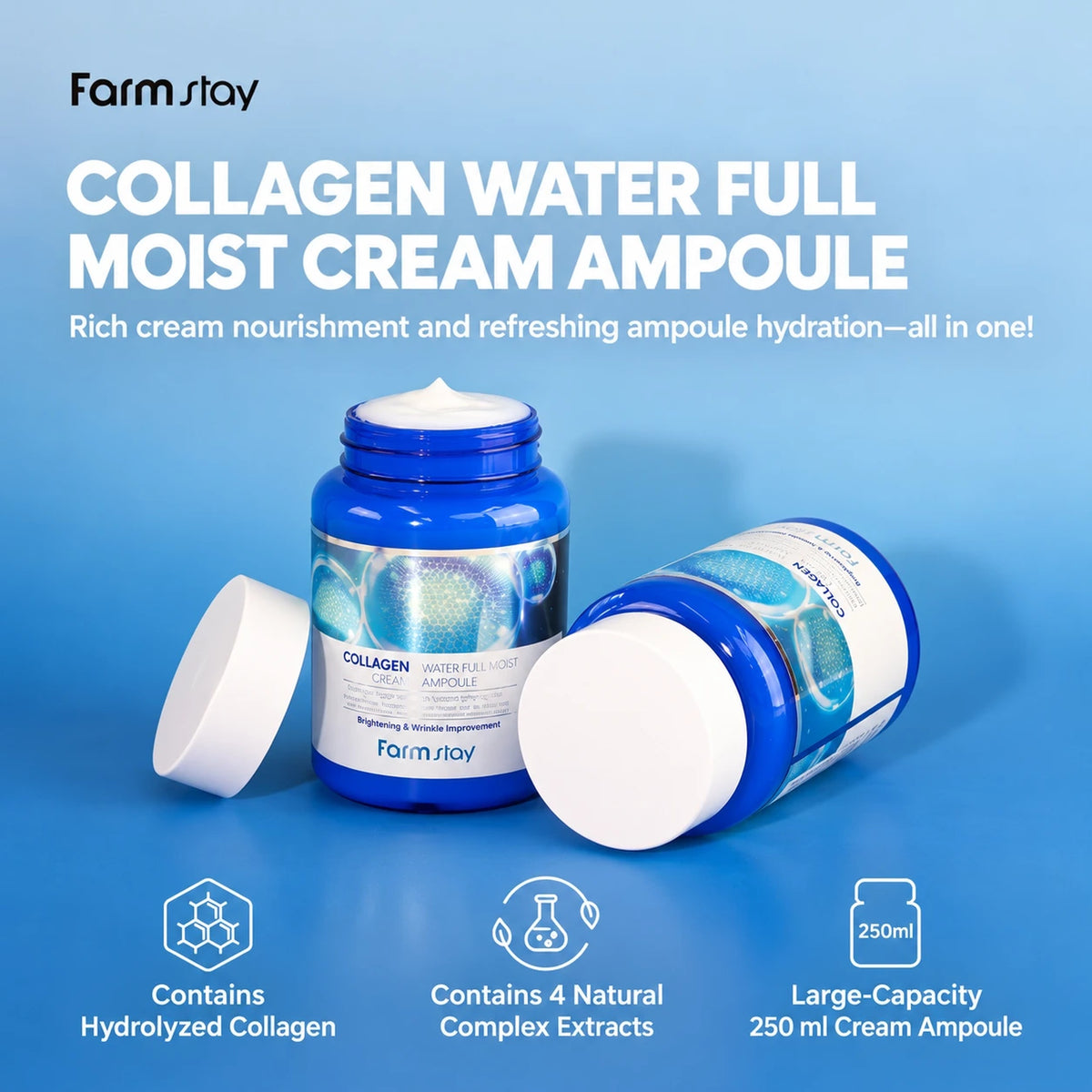 Farm stay Collagen Water Full Moist Cream Ampoule 250ml